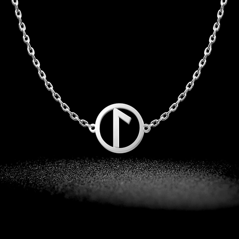 Vintage Viking Runic Stainless Steel Pendant Necklace Geometric Round Symbol Rune Letter Choker For Men Women Punk Jewelry