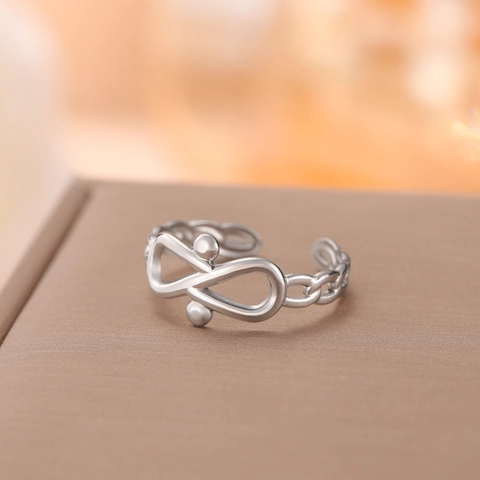 Mode 18K Verguld 304 Roestvrij Staal Oneindigheidsknoop Open Ring Voor Vrouwen Minimalistische INS Stijl Verstelbare Sieraden Ring