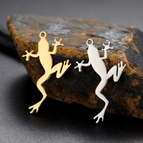 Stainless Steel Frog Pendant Animal Charm For DIY Jewelry Making Necklace Bracelet Earrings Small Frog Hanging Accessory