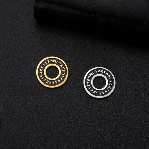 Nordic Rune Letter Stainless Steel Hollow Ring Pendant For DIY Necklace Bracelet Making Viking Style Jewelry Accessories