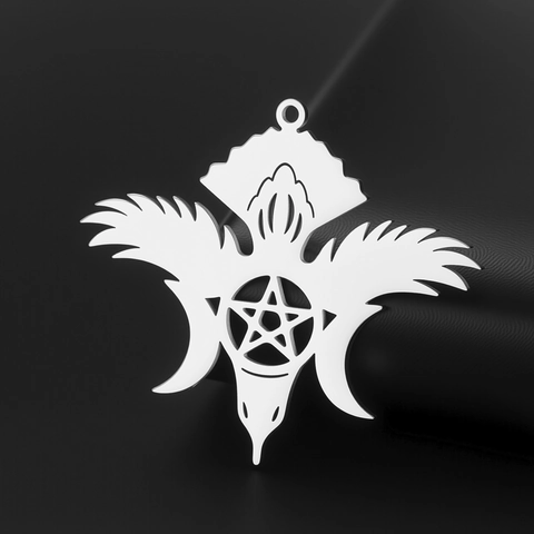 Stainless Steel Gothic Raven Pentagram Wing Pendant For DIY Necklace Keychain Making Mysterious Wiccan Jewelry Components