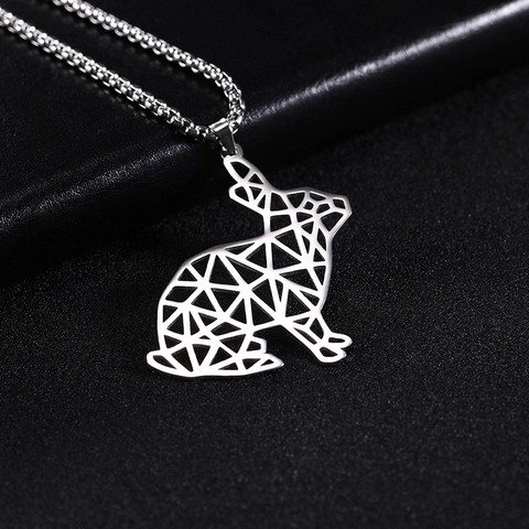 Hol Geometrisch Dier Hanger Halsketting Roestvrij Staal Wolf Tijger Leeuw Olifant Konijn Sieraden Voor Heren Dames Dagelijks