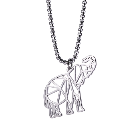 Hol Geometrisch Dier Hanger Halsketting Roestvrij Staal Wolf Tijger Leeuw Olifant Konijn Sieraden Voor Heren Dames Dagelijks