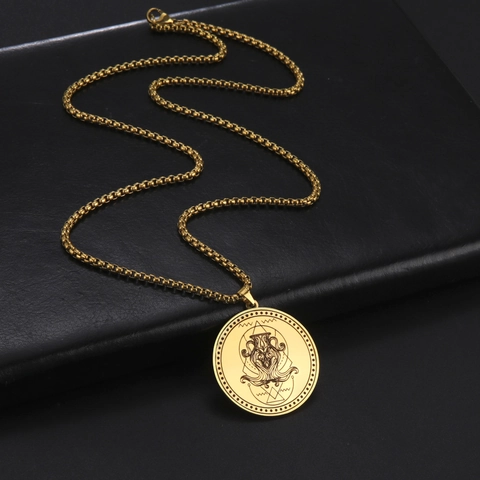 Edelstahl 12 Sternzeichen Anhänger Halskette Für Damen Herren Hip Hop Runde Münze Gravierte Konstellation Schmuck Gold Silber Schwarz