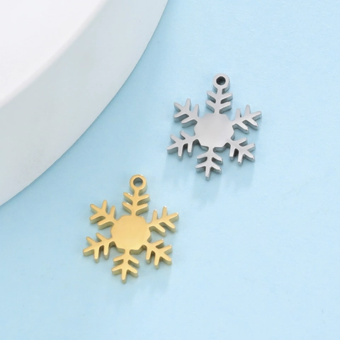 Minimalistischer 304 Edelstahl Schneeflocke Anhänger Charms Für DIY Halskette Ohrringe Gold Silber Zarter Winter Schmuck Zubehör