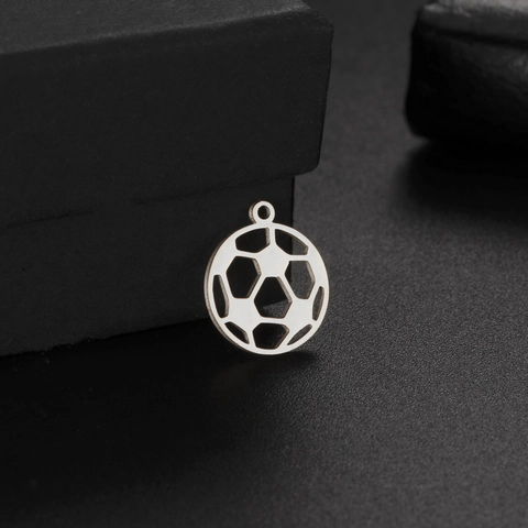 Stainless Steel Soccer Football Hollow Pendant DIY Jewelry Making Charms For Necklace Bracelet Making Accessories Sporty Decoration