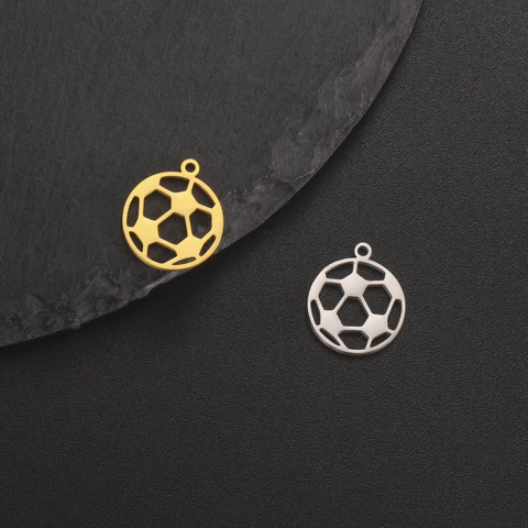 Stainless Steel Soccer Football Hollow Pendant DIY Jewelry Making Charms For Necklace Bracelet Making Accessories Sporty Decoration