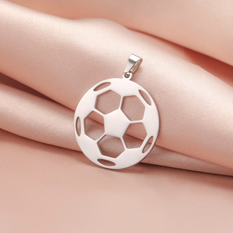 Stainless Steel Soccer Ball Hollow Out Pendant DIY Sports Jewelry Accessories For Necklace Keychain Making Men Women Gift