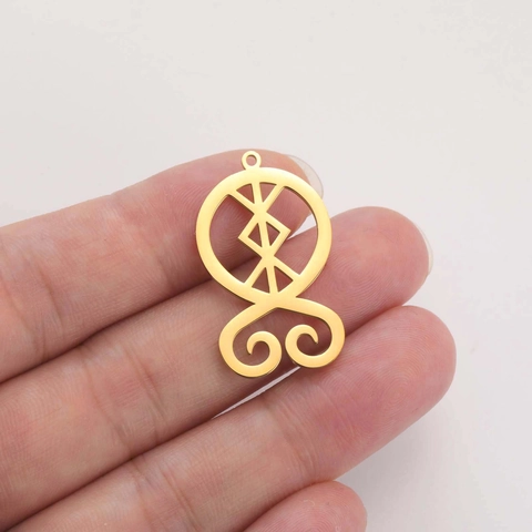 Vintage Stainless Steel Mystic Symbol Cross Pendant Hollow Geometric Rune DIY Necklace Bracelet Jewelry Making Component