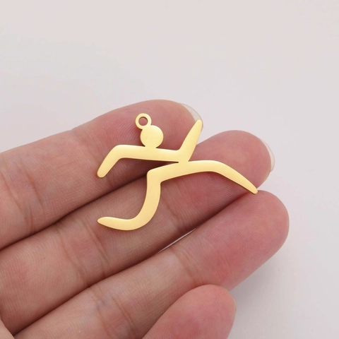 Ciondolo Solo (Senza Catena) in Acciaio Inossidabile Silhouette di Figura che Corre Charms Sportivi per Creazione Gioielli DIY