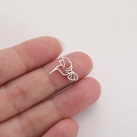 Pendentif Colibri Évidé en Acier Inoxydable Accessoire Bijoux DIY Pour Fabrication Collier Boucle d'Oreille Doré Argenté