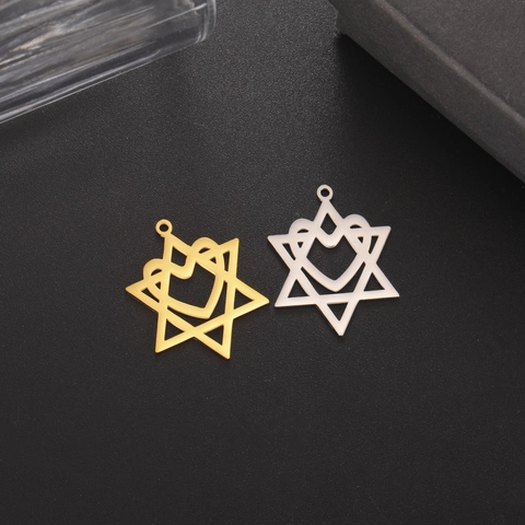 Stainless Steel Hollow Hexagram Heart Pendant For DIY Jewelry Making Star Of David Necklace Charm For Women Gold Silver
