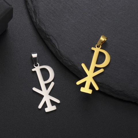 Chi Rho Anhänger Aus Edelstahl Christliches Religiöses Christusmonogramm Charms Für DIY Halskette Ohrring Schmuckherstellung Zubehör