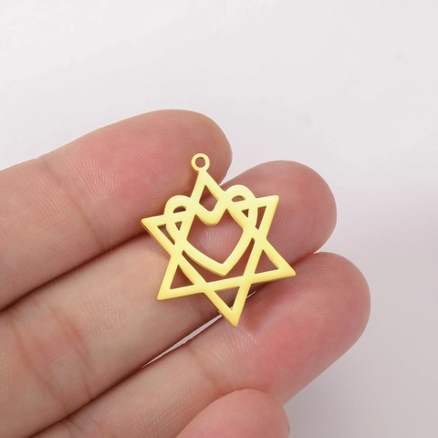 Stainless Steel Hollow Hexagram Heart Pendant For DIY Jewelry Making Star Of David Necklace Charm For Women Gold Silver