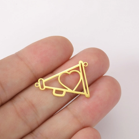 Ciondoli in Acciaio Inossidabile a Forma di Megafono con Cuore Traforato Accessori per Gioielli Fai da Te per Collane Bracciali Oro Argento