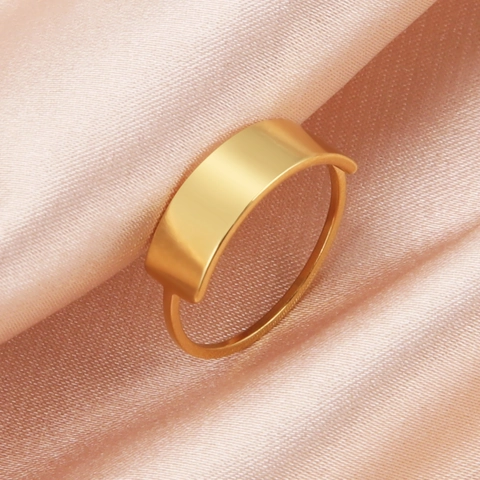 Anello Minimalista in Acciaio Inossidabile Rettangolare Lucidato Geometrico Semplice Gioielli di Moda per Uomo Donna