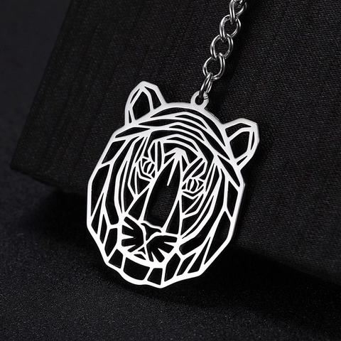 Moderne Geometrische Ausgehöhlte Titanstahl Schlüsselanhänger Tier-Serie Wolf Hase Bär Hummer Minimalistischer Metall-Schlüsselring Taschenanhänger