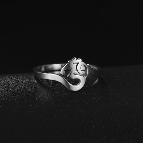 Stainless Steel Om Symbol Ring Gold Silver Plated Religious Yoga Meditation Aum Sign Band Ring Unisex Spiritual Jewelry