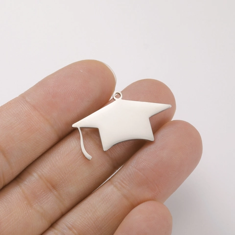 Stainless Steel Graduation Doctoral Cap Pendant For DIY Necklace Earring Jewelry Making Graduation Season Gift Gold Silver