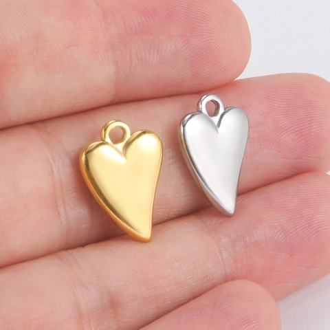 Stainless Steel Heart Pendants DIY Jewelry Making Accessories Fashion Hollow Solid Heart Charms For Necklaces Bracelets