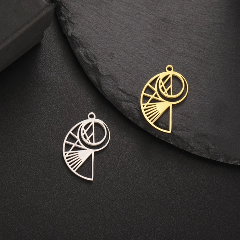 Pendentif Évidé Géométrique en Coquillage Acier Inoxydable Accessoire Bijoux DIY Charme Métallique Série Océan pour Collier
