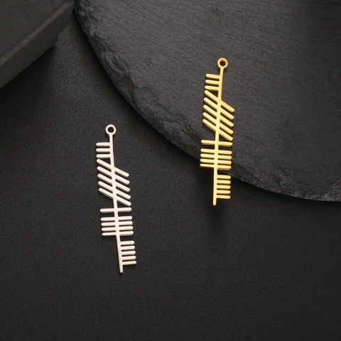 Roestvrijstalen Ogham Alfabet Hanger Minimalistisch Keltische Boom Staafvorm Voor DIY Sieraden Maken Ketting Accessoires