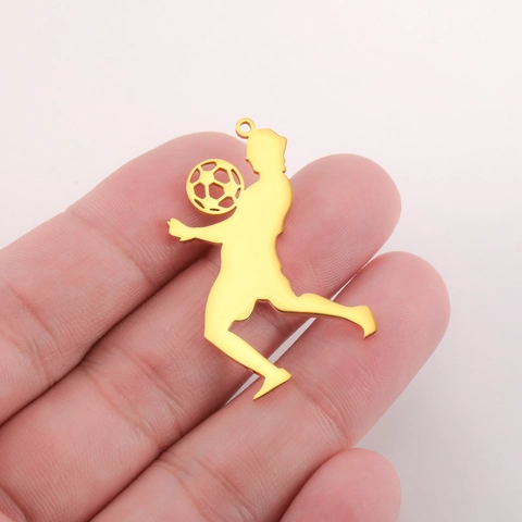 Edelstahl Fußballspieler Silhouette Anhänger Sportler Charms Für DIY Halskette Schlüsselanhänger Schmuckherstellung Zubehör