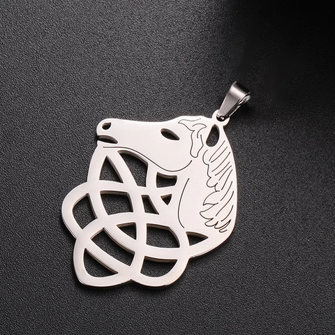 Colgante de Acero Inoxidable Nudo Celta Animal para Joyería DIY Chapado en Oro Plata León Cabeza de Caballo Solo Colgante
