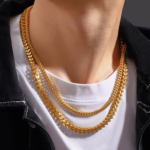 Halskette Aus Edelstahl Kielkette Für Herren Damen Hip Hop Quadratisch Gewebt Franco Weizen Link Kette Mode Schmuck