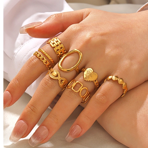 Verstellbarer Edelstahlring Für Damen Geometrisch Oval Hohl Herz Graviert Love You Minimalistischer Mode Schmuck