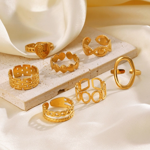 Verstellbarer Edelstahlring Für Damen Geometrisch Oval Hohl Herz Graviert Love You Minimalistischer Mode Schmuck