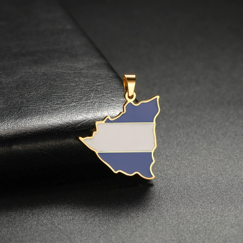 Stainless Steel Nicaragua Map Pendant National Flag Design Drip Oil DIY Jewelry Accessory Pendant Only Without Chain