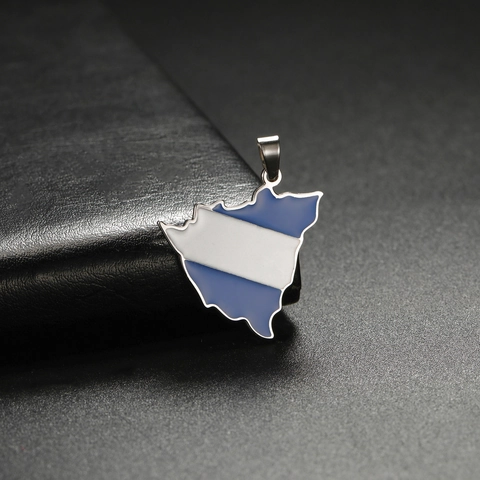 Stainless Steel Nicaragua Map Pendant National Flag Design Drip Oil DIY Jewelry Accessory Pendant Only Without Chain