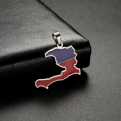 Stainless Steel Haiti Map Pendant DIY Jewelry Making Charms Gold Silver Plated Enamel Flag Color Geography Shape Accessory