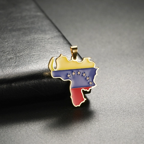 Stainless Steel Venezuela Country Map Pendant Enamel Flag Charm For DIY Jewelry Making Necklace Keychain Accessories