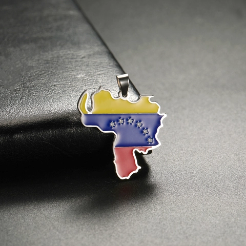 Stainless Steel Venezuela Country Map Pendant Enamel Flag Charm For DIY Jewelry Making Necklace Keychain Accessories