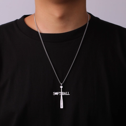 Stainless Steel Baseball Bat Cross Pendant Necklace For Men Women Softball I Can Do All Things Inspirational Jewelry