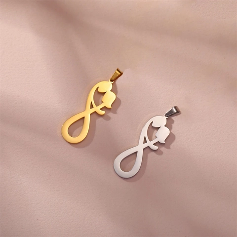 Stainless Steel Infinity Hugging Couple Charms For Jewelry Making DIY Abstract Mother Child Love Pendants Accessory