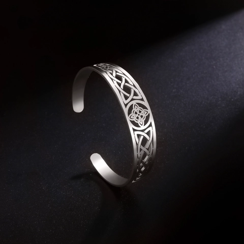 304 Edelstahl Hexenknoten Armreif Vintage Keltischer Knoten Hohl Offen Armspange Geometrischer Ethno Schmuck Für Damen Geschenk
