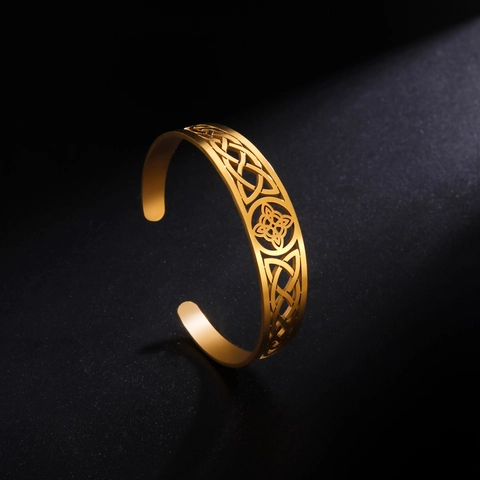 304 Edelstahl Hexenknoten Armreif Vintage Keltischer Knoten Hohl Offen Armspange Geometrischer Ethno Schmuck Für Damen Geschenk