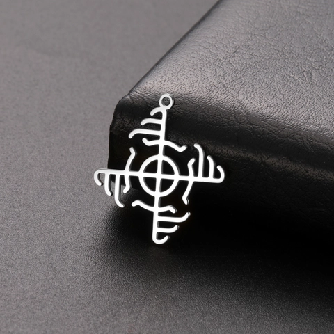 Ciondolo Cavo in Acciaio Inossidabile Bussola Runica Vichinga Nordica Mulino a Vento Accessori Fai da Te per Creazione Gioielli