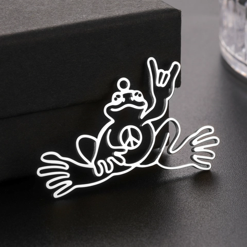 Stainless Steel Peace Frog Pendant Quirky Rock Gesture Frog Charm DIY Jewelry Accessories For Necklace Bracelet Making