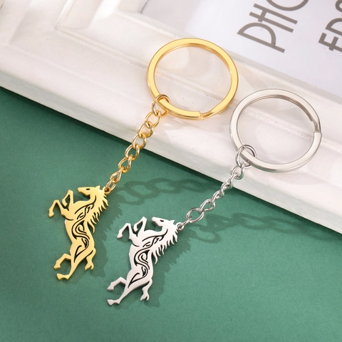 Portachiavi con Ciondolo a Forma di Cavallo Celtico in Acciaio Inossidabile Cavo Portachiavi Animale da Uomo Gioielli alla Moda Accessorio Auto
