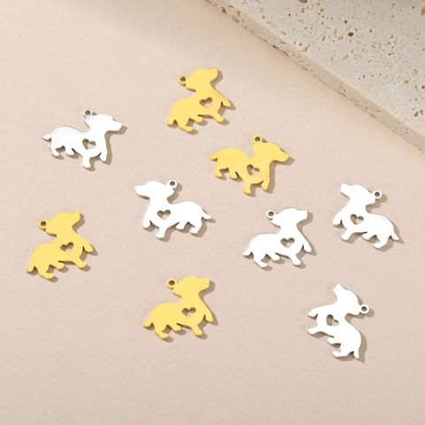 DIY Stainless Steel Puppy Dog Heart Hollow Pendant Dachshund Charms For Necklace Bracelet Jewelry Making Accessories