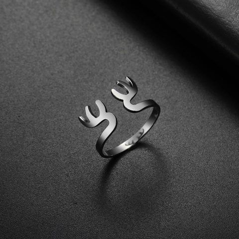 Edelstahl Geweih Offener Ring Für Damen Herren Verstellbar Geometrische Elch Horn Fingerring Gold Silber Überzogen Schmuck Geschenk