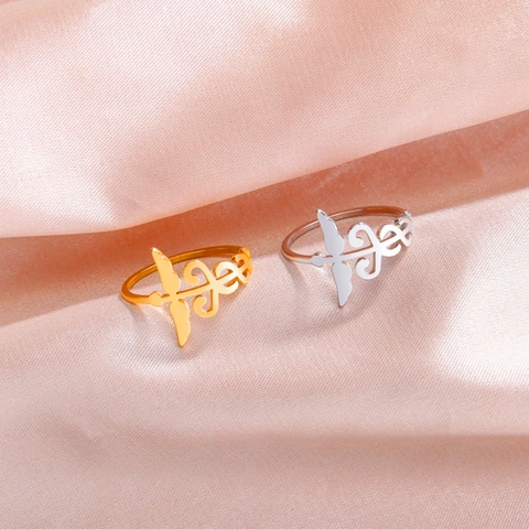 Stainless Steel Caduceus Ring Medical Symbol Hollow Wing Vine Design For Nurse Doctor Gift Professional Unisex Jewelry Finger Ring