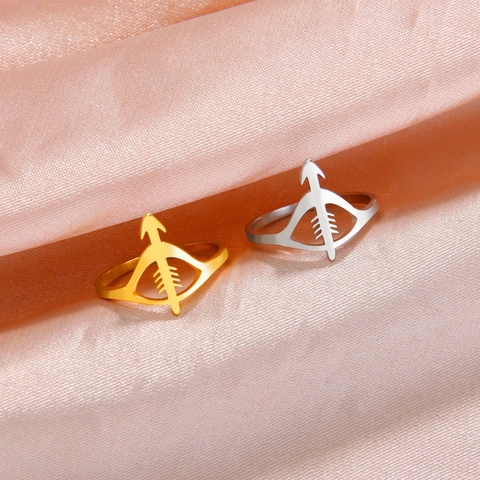 Minimalist Stainless Steel Bow and Arrow Ring For Women Fashion Sagittarius Archery Jewelry Birthday Gift Gold Silver