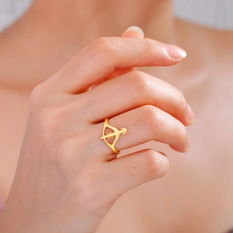 Minimalist Stainless Steel Bow and Arrow Ring For Women Fashion Sagittarius Archery Jewelry Birthday Gift Gold Silver