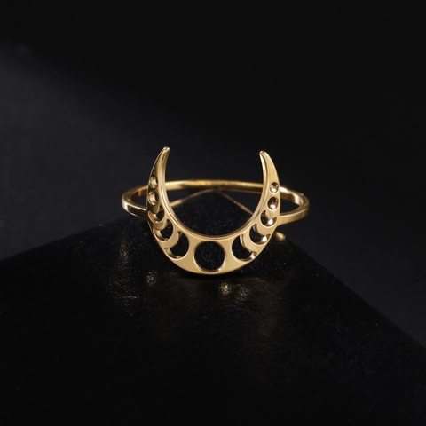 Anello Fasi Lunari in Acciaio Inossidabile Minimalista per Donna Uomo Anello a Forma di Mezzaluna Vuota Gioielli di Moda