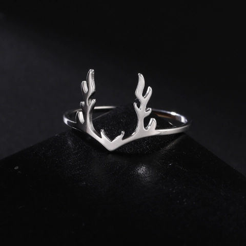 Minimalistischer Edelstahl Geweih Ring Für Damen Mode Gold Silber Überzogener Hirschgeweih Ring Waldstil Schmuck Geschenk